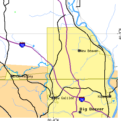 Zip code 16141 close-up map