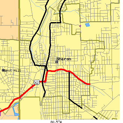 Zip code 16146 close-up map
