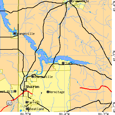 Zip code 16150 close-up map