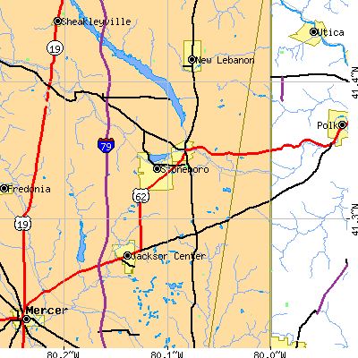 Zip code 16153 close-up map