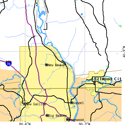 Zip code 16157 close-up map