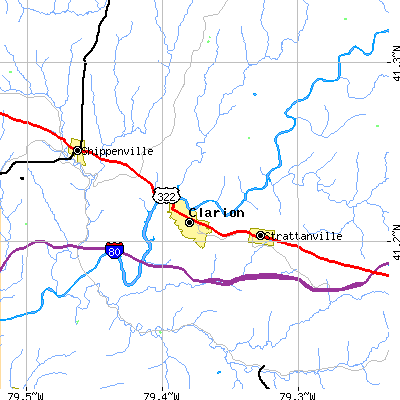 Zip code 16214 close-up map