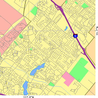 Zip code 92604 close-up map