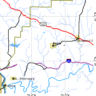 Zip code 16232 close-up map