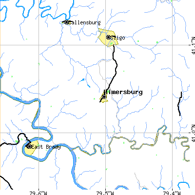 Zip code 16248 close-up map