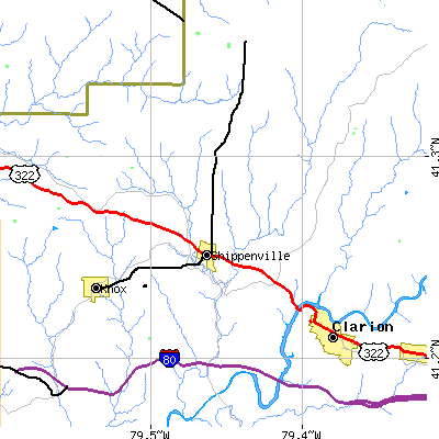Zip code 16254 close-up map