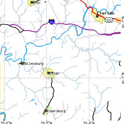 Zip code 16255 close-up map