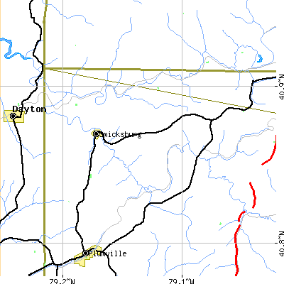 Zip code 16256 close-up map