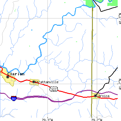 Zip code 16258 close-up map