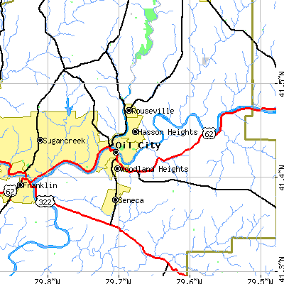 Zip code 16301 close-up map