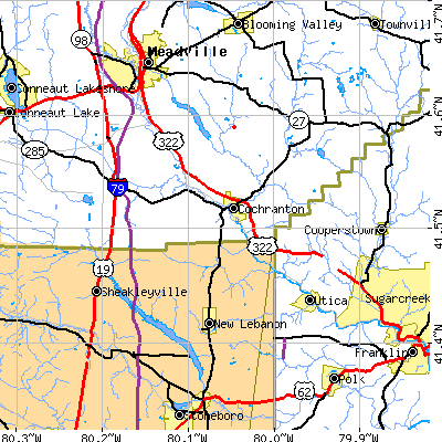 Zip code 16314 close-up map