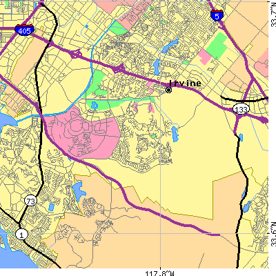 Zip code 92612 close-up map