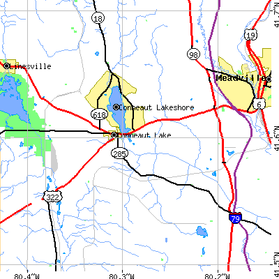 Zip code 16316 close-up map