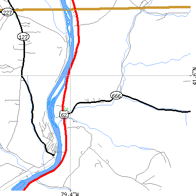 Zip code 16321 close-up map
