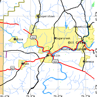 Zip code 16323 close-up map