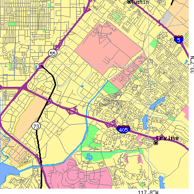 Zip code 92614 close-up map