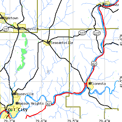 Zip code 16341 close-up map
