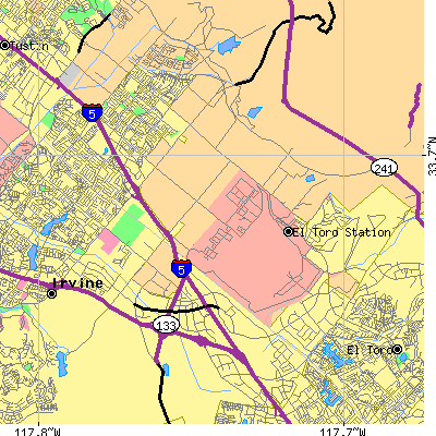 Zip code 92618 close-up map