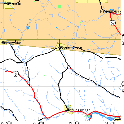 Zip code 16350 close-up map