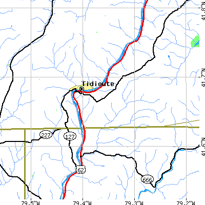 Zip code 16351 close-up map