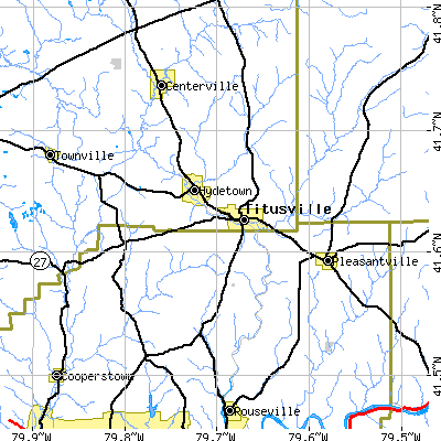 Zip code 16354 close-up map