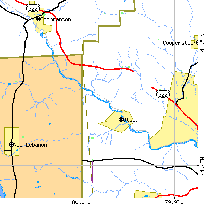 Zip code 16362 close-up map