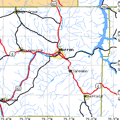 Zip code 16365 close-up map