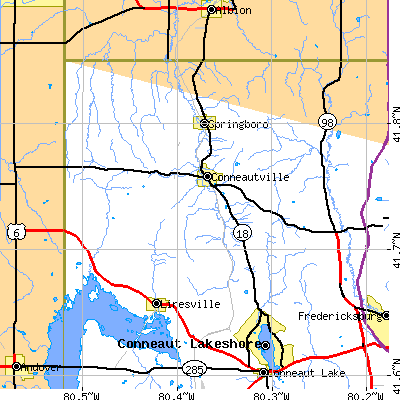 Zip code 16406 close-up map