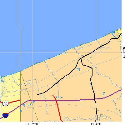 Zip code 16411 close-up map