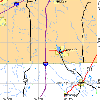 Zip code 16412 close-up map