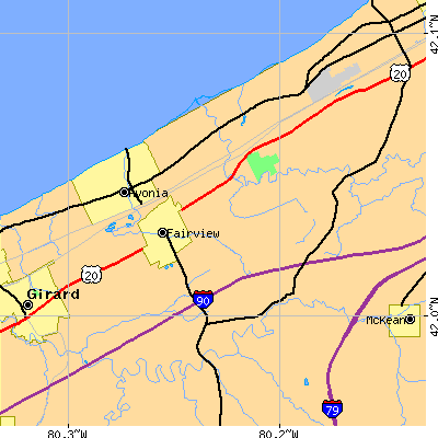 Zip code 16415 close-up map