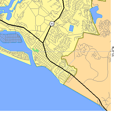 Zip code 92625 close-up map