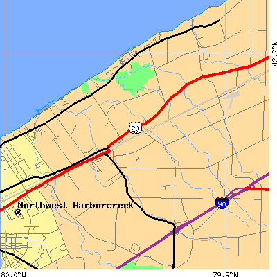 Zip code 16421 close-up map