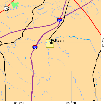 Zip code 16426 close-up map