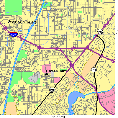 Zip code 92626 close-up map