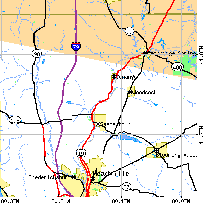 Zip code 16433 close-up map