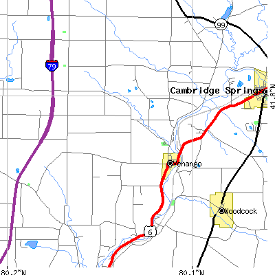 Zip code 16440 close-up map