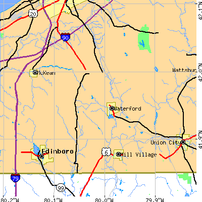 Zip code 16441 close-up map