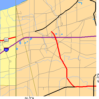 Zip code 16443 close-up map