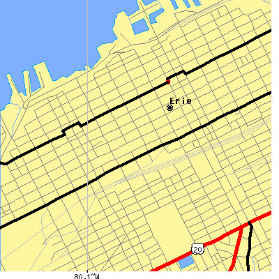 Zip code 16501 close-up map