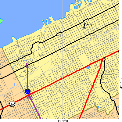 Zip code 16502 close-up map