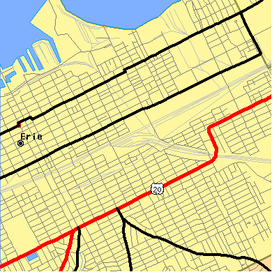 Zip code 16503 close-up map