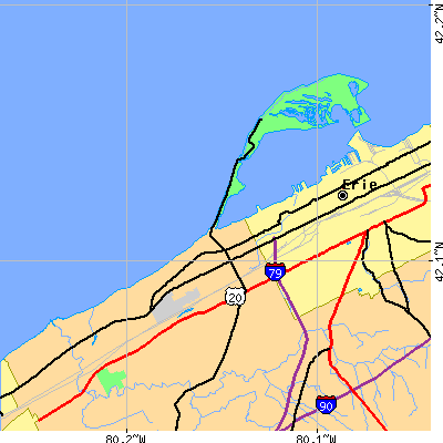 Zip code 16505 close-up map