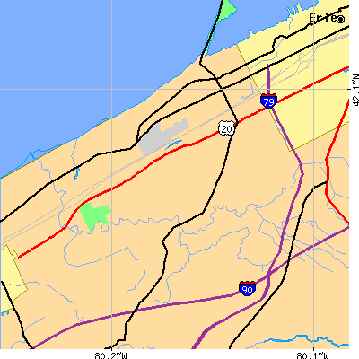 Zip code 16506 close-up map