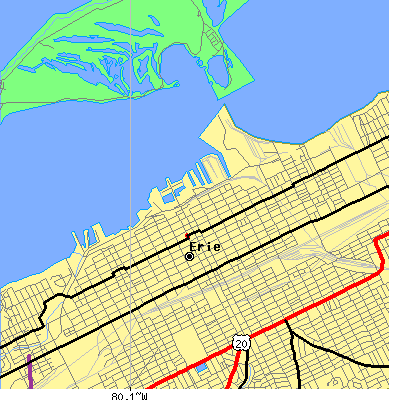 Zip code 16507 close-up map