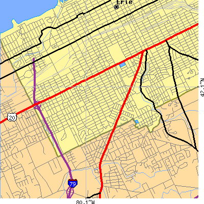 Zip code 16508 close-up map