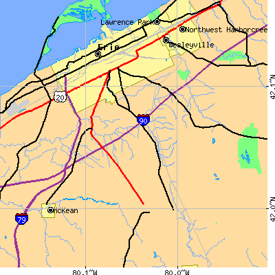 Zip code 16509 close-up map