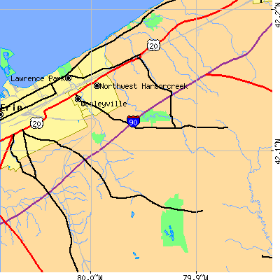 Zip code 16510 close-up map