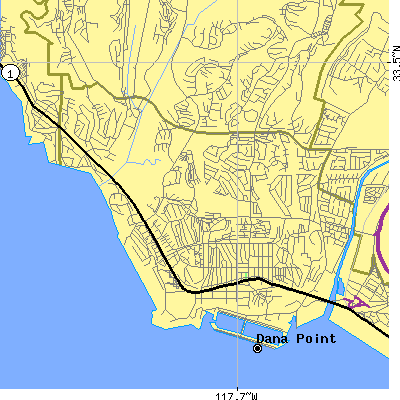 Zip code 92629 close-up map