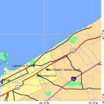 Zip code 16511 close-up map